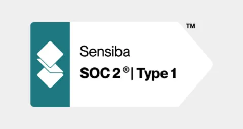 Sensiba Logo with text: SOC 2 Type 1